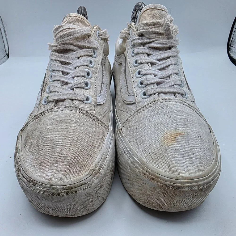 Vans Old Skool Platform Womens Size 8.5 Triple White Athletic Shoes Walking